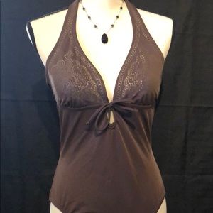 Brown one halter one piece
